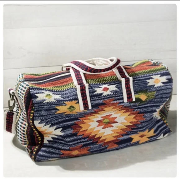 Ruggine Fine Cotton Handmade Woven Navajo Pattern Duffle Bag - Picture 3 of 10